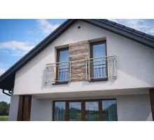 Hliníkové zábradlí na Francouzské okno H2B-2, Barva imitace nerez